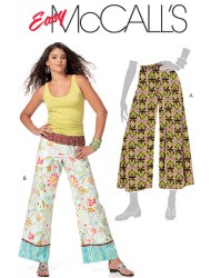 5813 EZ ELASTIC WST CROP/BAND OR NOT WIDE LEG PANTS PATTERN L-XL